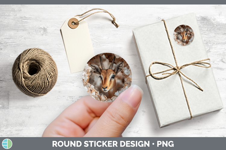 Safari Geode Wall Impala Stickers | Round Labels Designs
