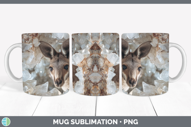 Kangaroo Mug Wrap Safari Geode Wall Sublimation Coffee Cup D
