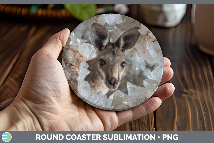 Kangaroo Round Coaster Safari Geode Wall Sublimation Coaster