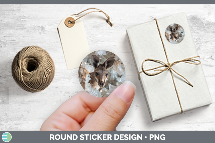 Safari Geode Wall Kangaroo Stickers | Round Labels Designs