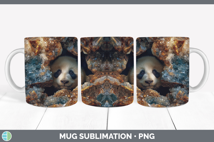 Panda Bear Mug Wrap Safari Geode Wall Sublimation Coffee Cup