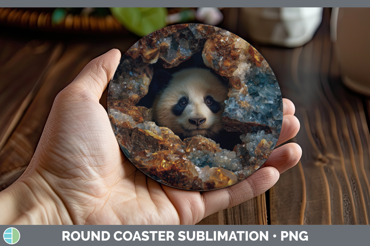 Panda Bear Round Coaster Safari Geode Wall Sublimation Coast