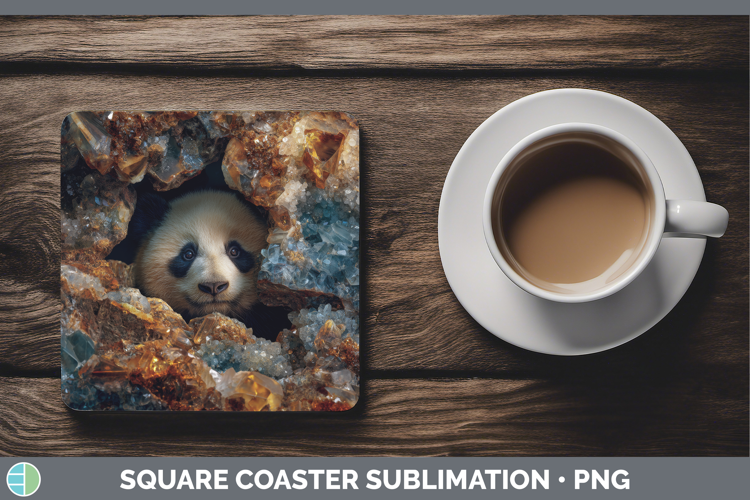 Panda Bear Square Coaster Safari Geode Wall Sublimation Coas