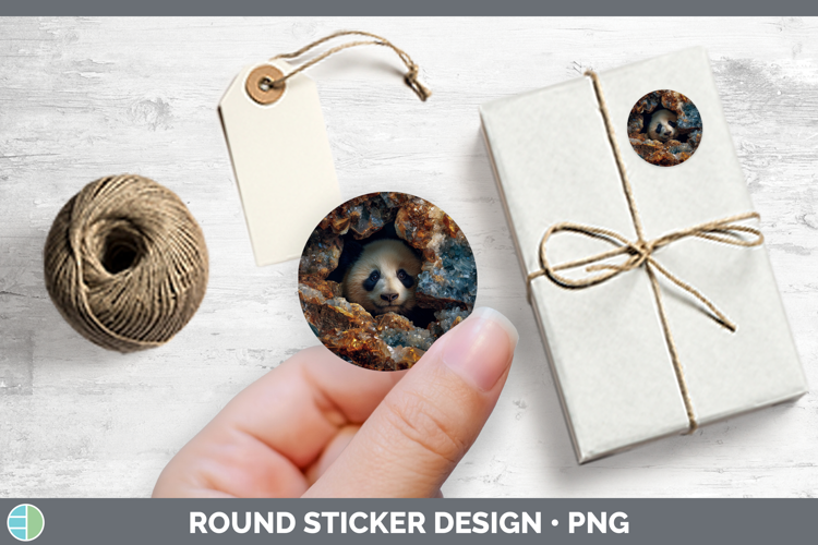 Safari Geode Wall Panda Bear Stickers | Round Labels Designs