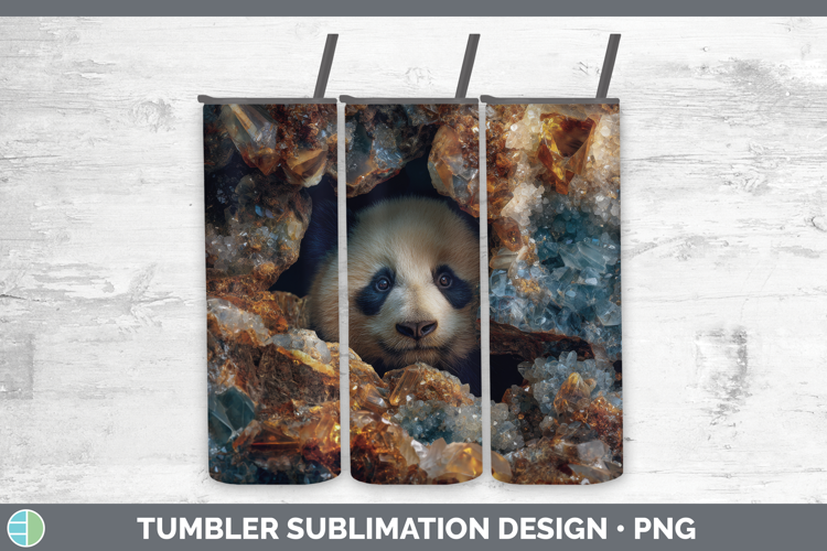 Panda Bear Tumbler Safari Geode Wall Sublimation 20 oz Skinn