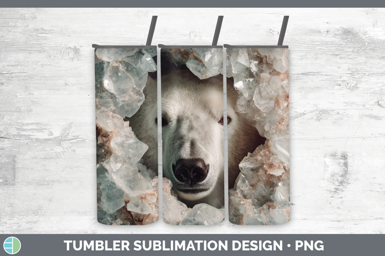 Polar Bear Tumbler Safari Geode Wall Sublimation 20 oz Skinn
