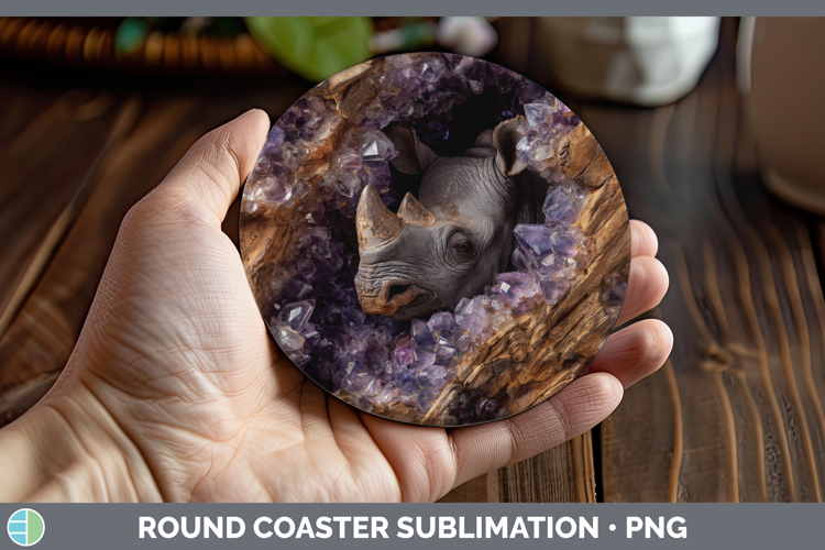 Rhino Round Coaster Safari Geode Wall Sublimation Coaster De