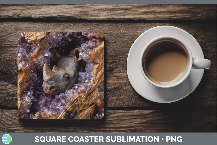Rhino Square Coaster Safari Geode Wall Sublimation Coaster D