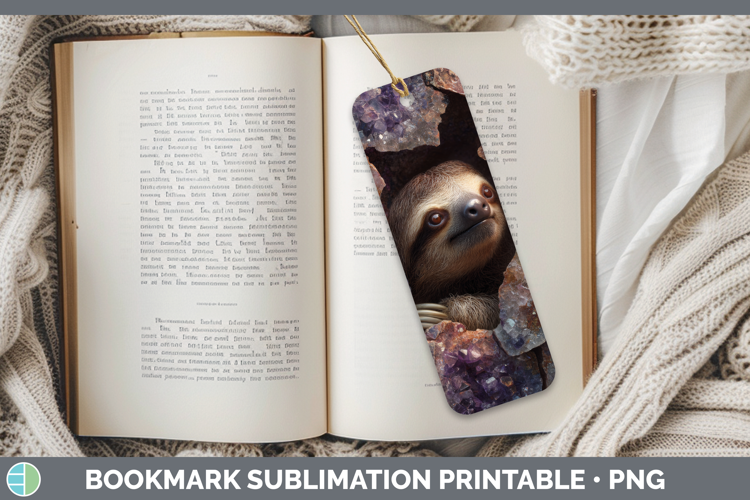 Sloth Bookmark Safari Geode Wall Sublimation Printable Desig