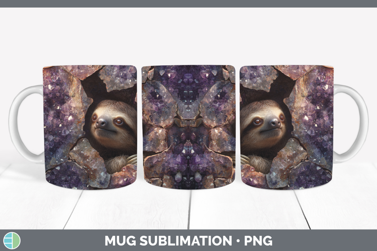 Sloth Mug Wrap Safari Geode Wall Sublimation Coffee Cup Desi