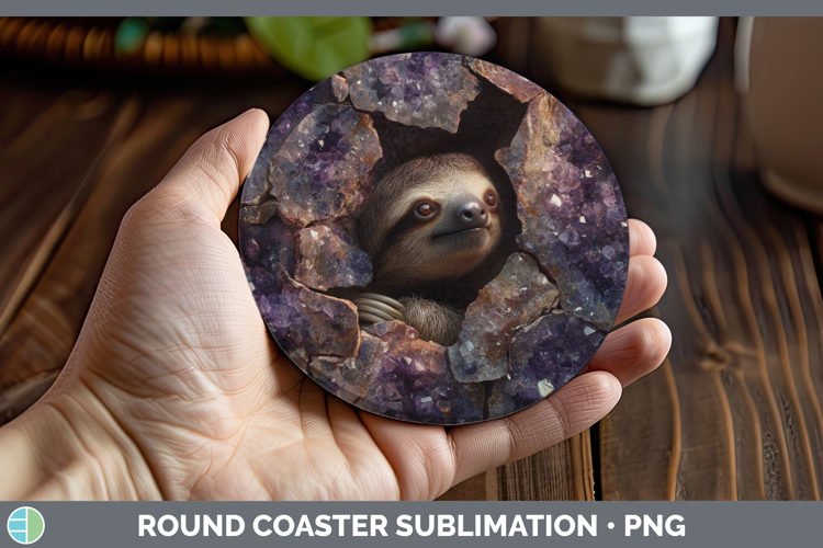 Sloth Round Coaster Safari Geode Wall Sublimation Coaster De