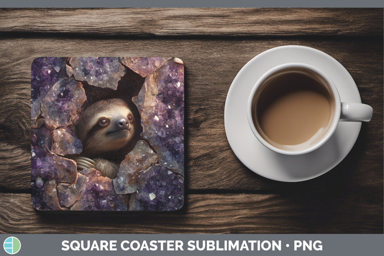 Sloth Square Coaster Safari Geode Wall Sublimation Coaster D