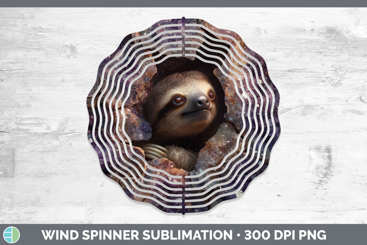 Sloth Wind Spinner Safari Geode Wall Sublimation Spinner Des