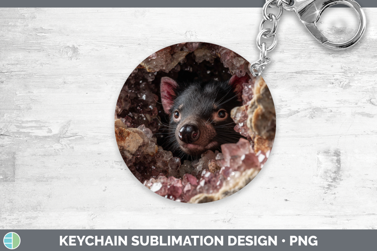 Tasmanian Devil Keychain Safari Geode Wall Sublimation Keyri