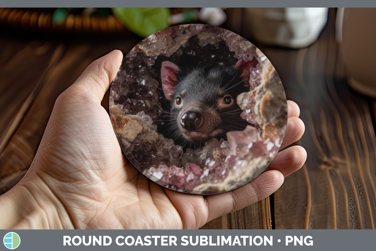 Tasmanian Devil Round Coaster Safari Geode Wall Sublimation