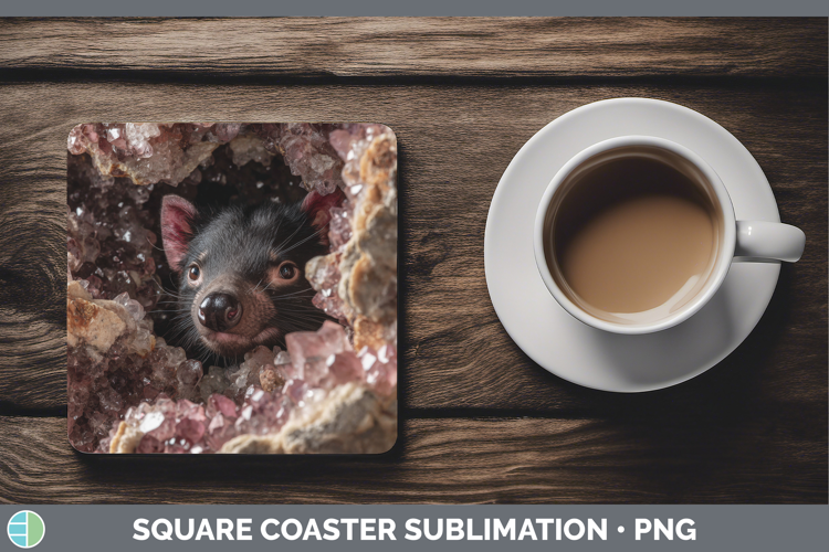 Tasmanian Devil Square Coaster Safari Geode Wall Sublimation