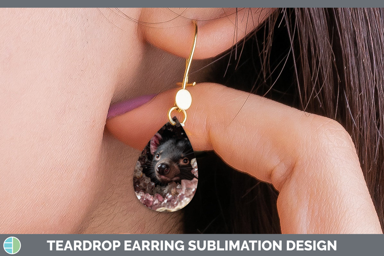 Tasmanian Devil Teardrop Earrings Safari Geode Wall Sublimat