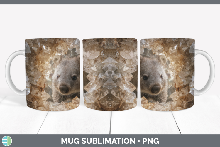 Wombat Mug Wrap Safari Geode Wall Sublimation Coffee Cup Des