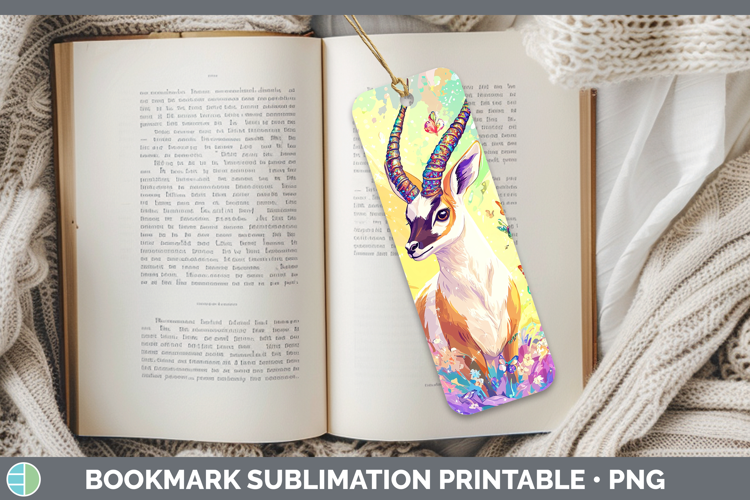 Safari Glitter Antelope Bookmark Sublimation Printable Desig