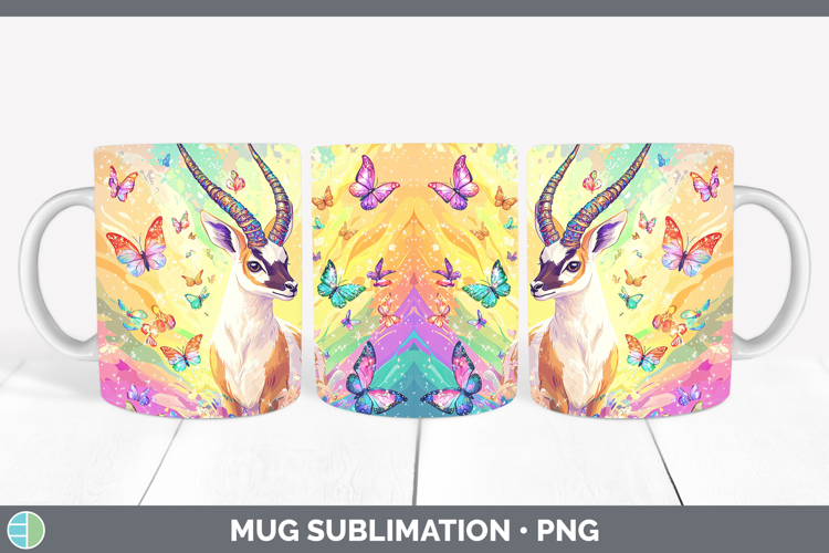 Safari Glitter Antelope Mug Wrap Sublimation Coffee Cup Desi