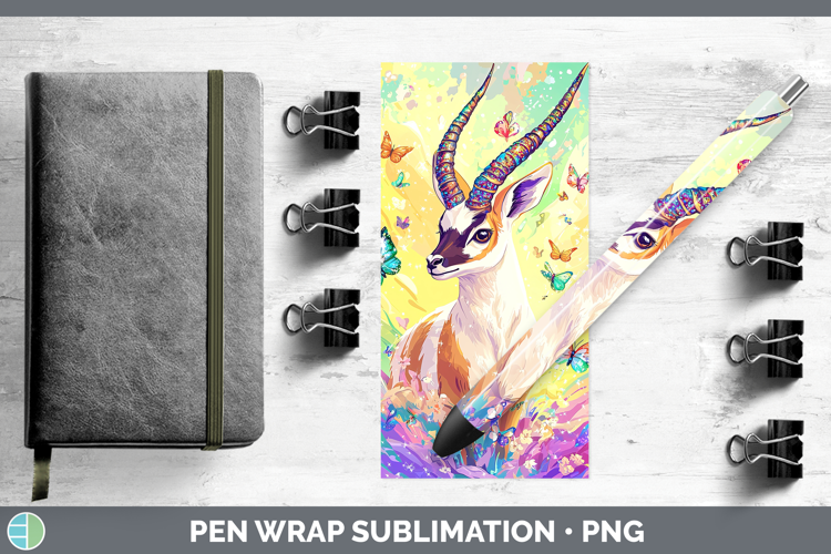 Safari Glitter Antelope Pen Wrap Sublimation Pen Designs