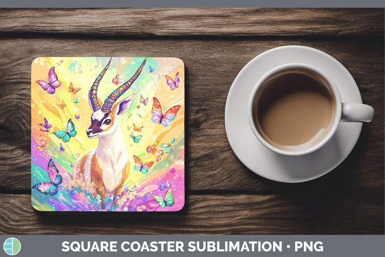 Safari Glitter Antelope Square Coaster Sublimation Coaster D