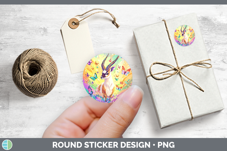 Safari Glitter Antelope Stickers | Round Labels Designs