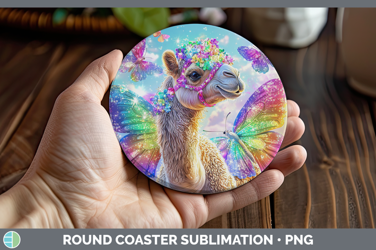 Safari Glitter Camel Round Coaster Sublimation Coaster Desig