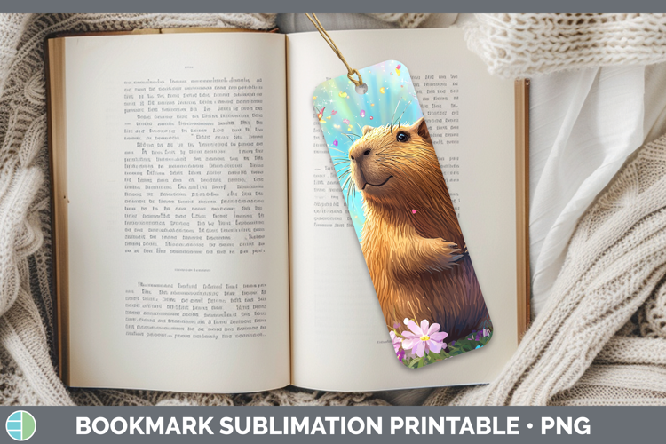 Safari Glitter Capybara Bookmark Sublimation Printable Desig