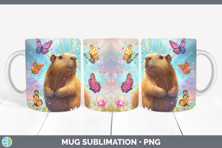 Safari Glitter Capybara Mug Wrap Sublimation Coffee Cup Desi