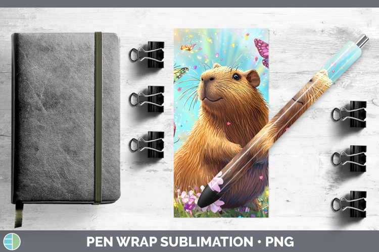 Safari Glitter Capybara Pen Wrap Sublimation Pen Designs