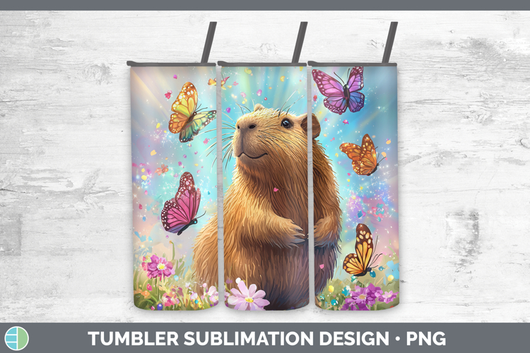 Safari Glitter Capybara Tumbler Sublimation 20 oz Skinny Tum