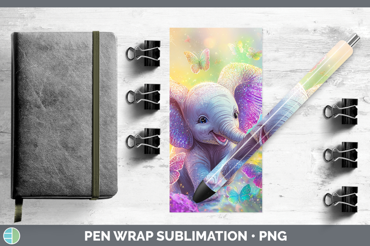 Safari Glitter Elephant Pen Wrap Sublimation Pen Designs