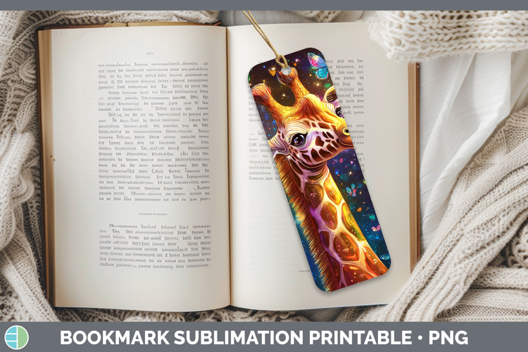 Safari Glitter Giraffe Bookmark Sublimation Printable Design