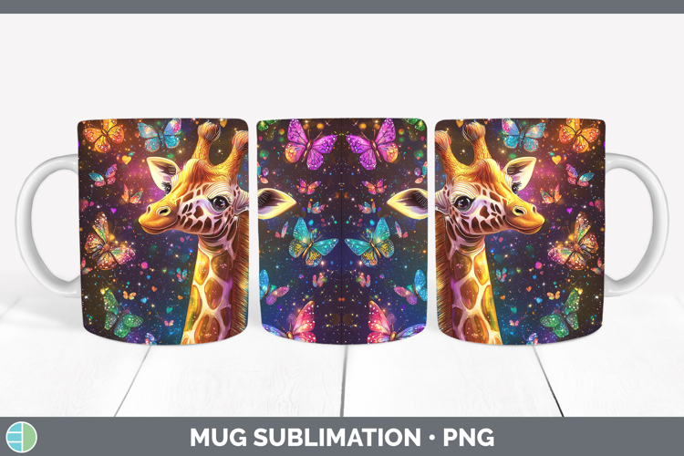 Safari Glitter Giraffe Mug Wrap Sublimation Coffee Cup Desig