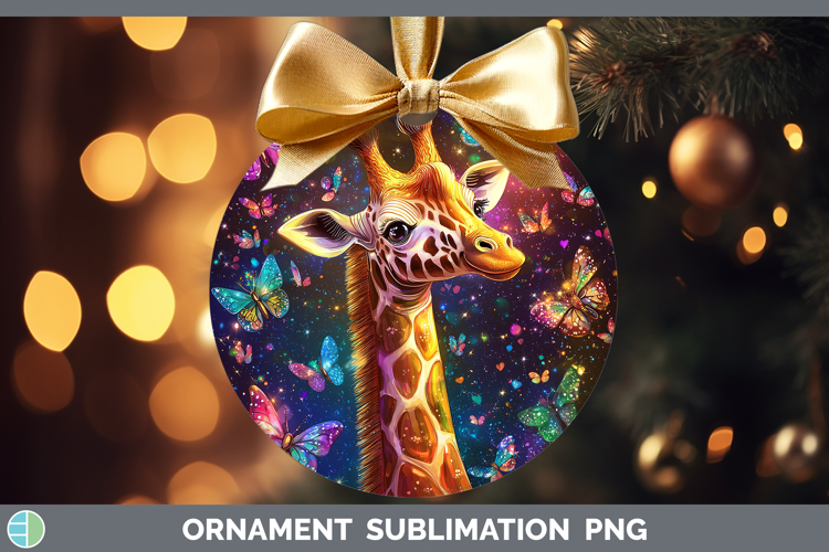 Safari Glitter Giraffe Ornament Sublimation Bauble Designs