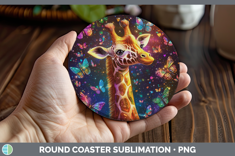 Safari Glitter Giraffe Round Coaster Sublimation Coaster Des