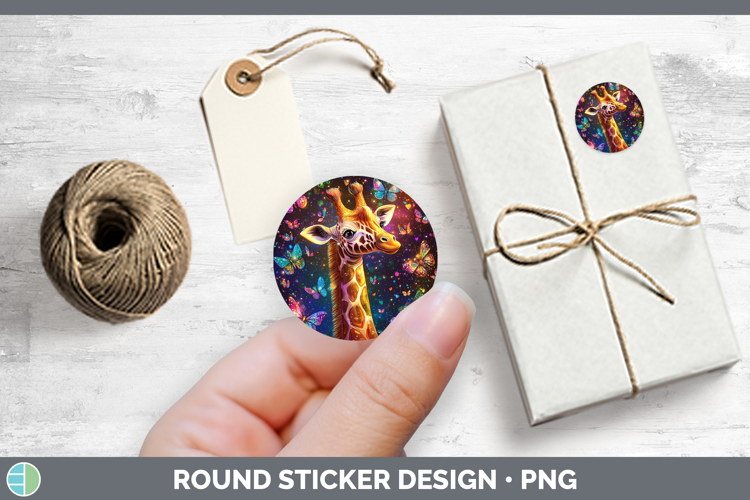 Safari Glitter Giraffe Stickers | Round Labels Designs
