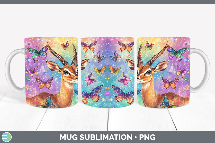 Safari Glitter Impala Mug Wrap Sublimation Coffee Cup Design