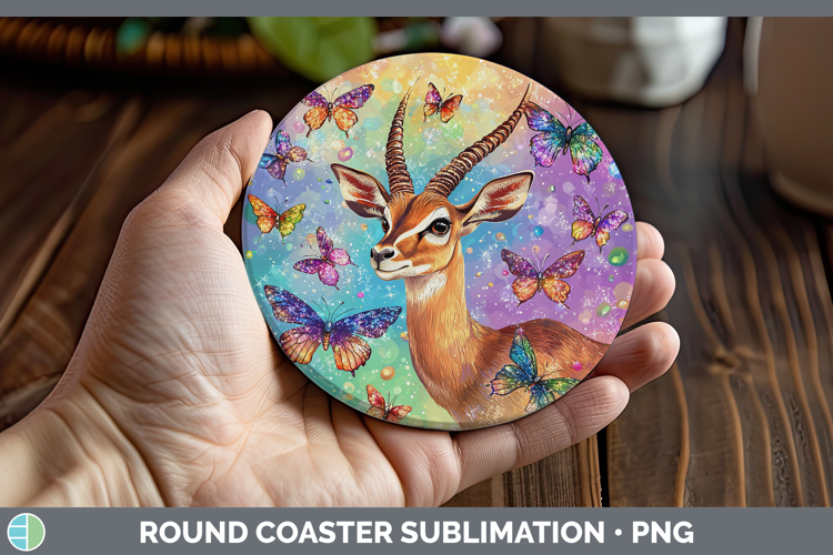 Safari Glitter Impala Round Coaster Sublimation Coaster Desi