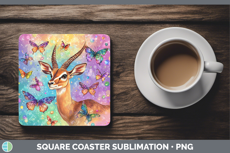 Safari Glitter Impala Square Coaster Sublimation Coaster Des