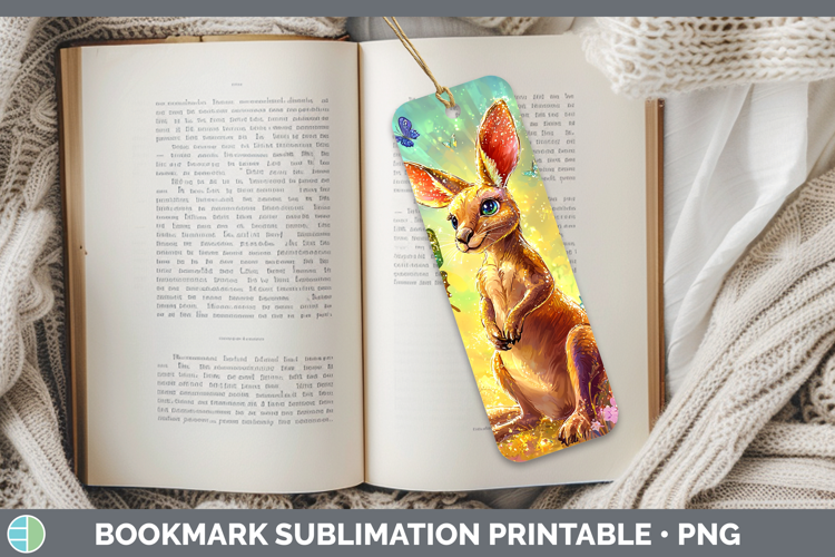 Safari Glitter Kangaroo Bookmark Sublimation Printable Desig