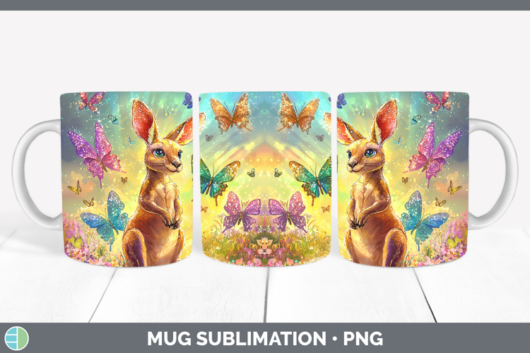Safari Glitter Kangaroo Mug Wrap Sublimation Coffee Cup Desi