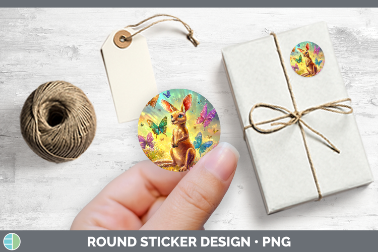 Safari Glitter Kangaroo Stickers | Round Labels Designs