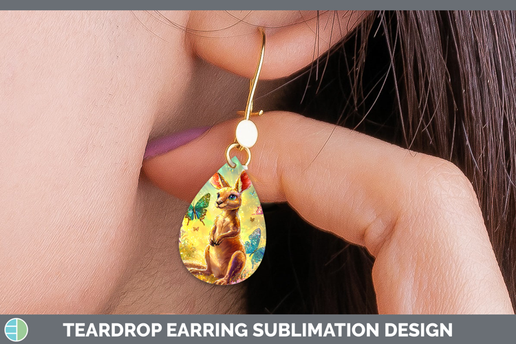 Safari Glitter Kangaroo Teardrop Earrings Sublimation Earrin