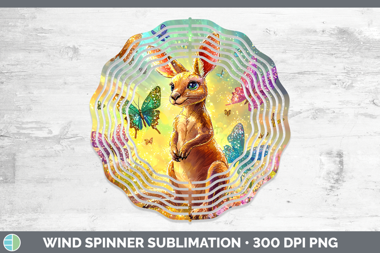 Safari Glitter Kangaroo Wind Spinner Sublimation Spinner Des