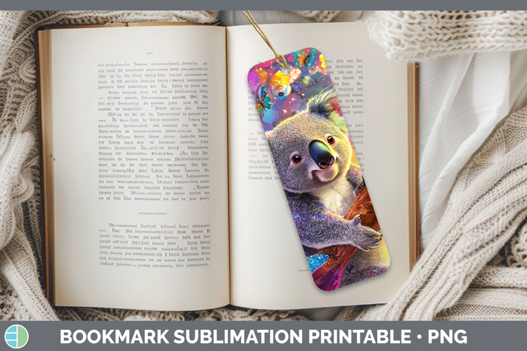Safari Glitter Koala Bookmark Sublimation Printable Designs