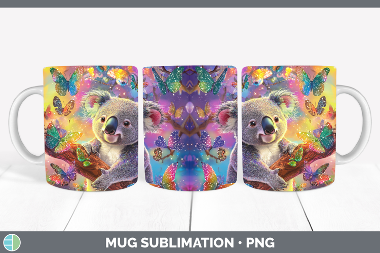 Safari Glitter Koala Mug Wrap Sublimation Coffee Cup Designs