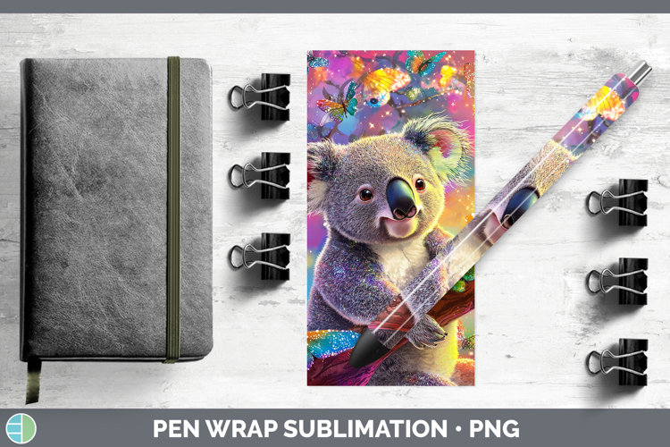Safari Glitter Koala Pen Wrap Sublimation Pen Designs