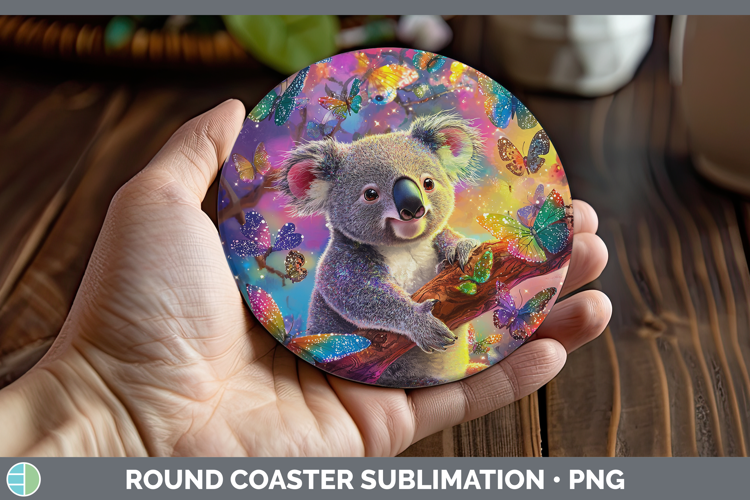 Safari Glitter Koala Round Coaster Sublimation Coaster Desig